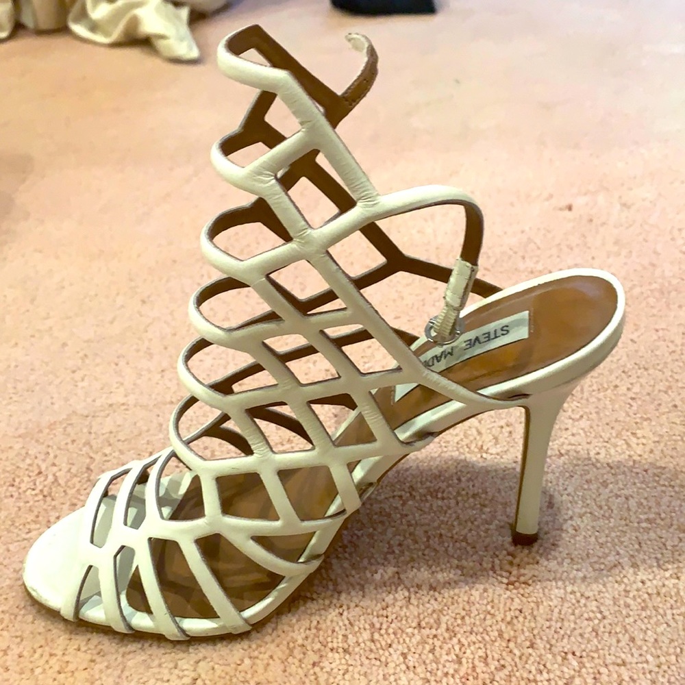 Steven Madden High Heel White Sandal Shoes